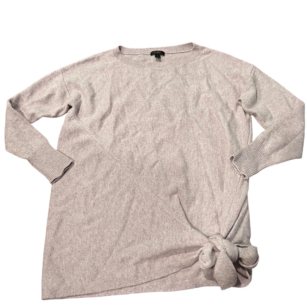 J. Crew Lilac Purple Wool Blend Side‎ Tie Knot Crewneck Sweater Womens Medium